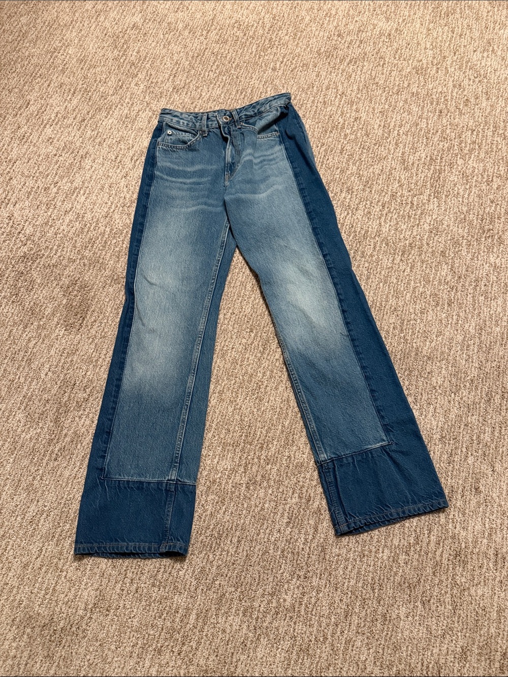 Zara High-Waisted Wide-Leg Patchwork Jeans. Worn once!